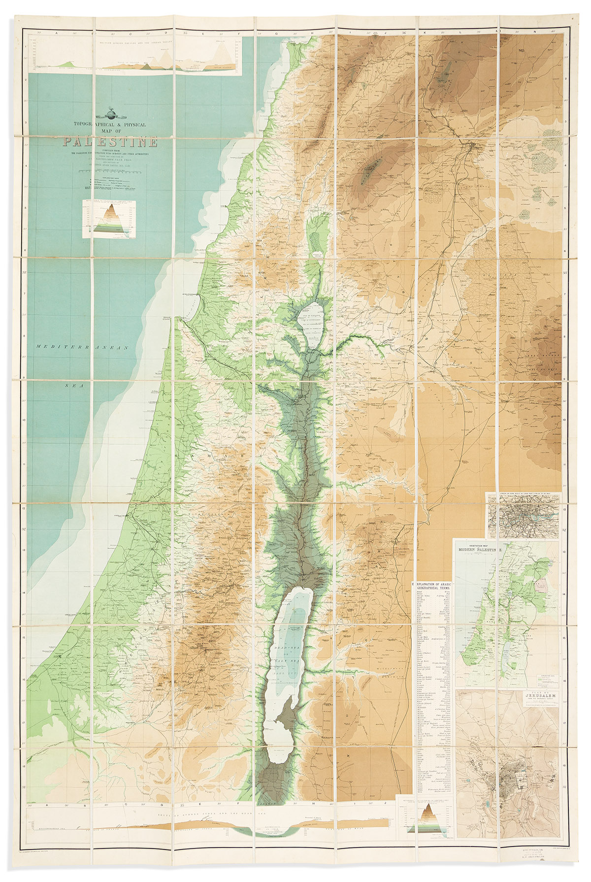 (HOLY LAND.) Group of 2 late-nineteenth-and-early-twentieth-century folding case maps.